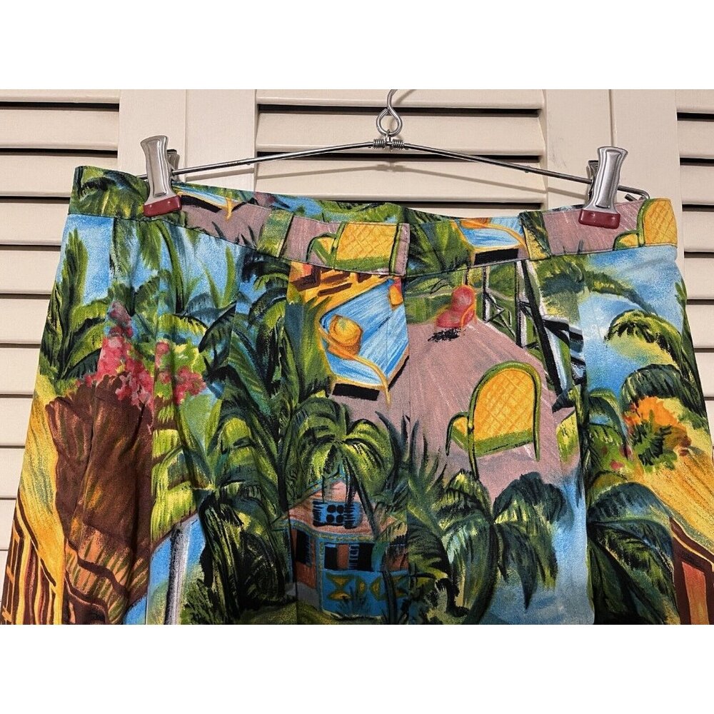 Vtg Sharon Young Tropical Hawaiian Tiki Print Straight Pencil Midi Skirt 14 - Picture 5 of 15